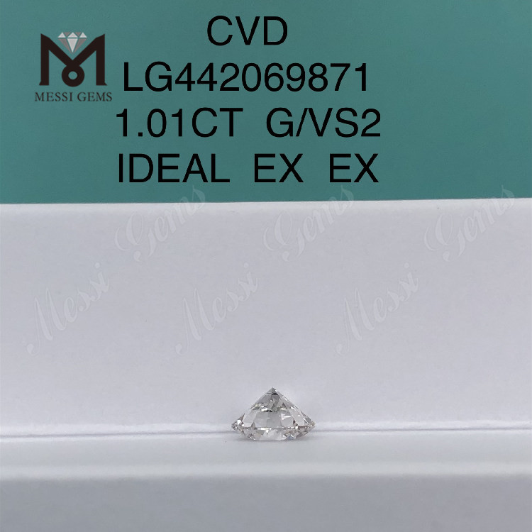 1.01캐럿 G VS2 라운드 훌륭하고 이상적인 실험실 제작 다이아몬드
