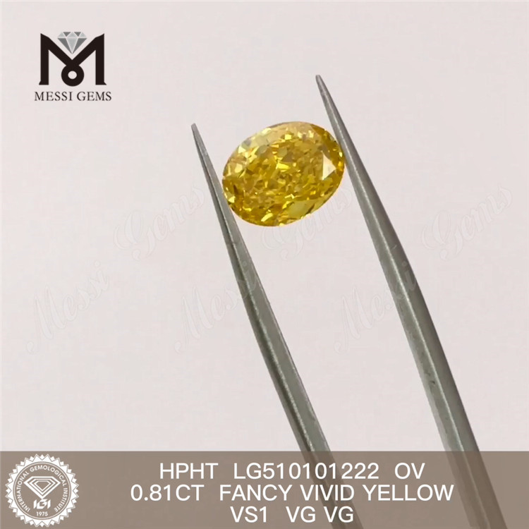 0.81ct 팬시 비비드 옐로우 Vs Lab 다이아몬드 OV 모양 HPHT 합성 다이아몬드 공장 가격