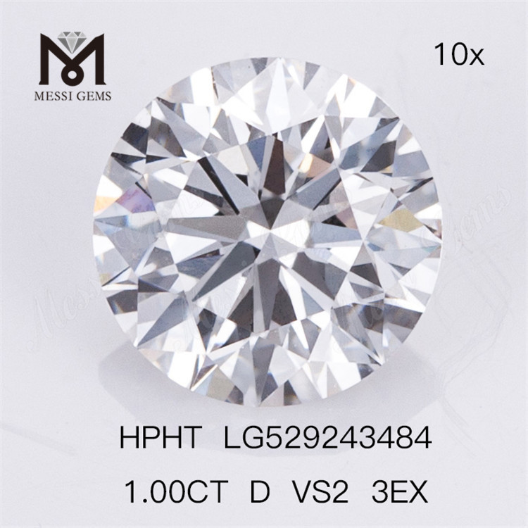 1.0ct D VS2 ID 3EX 라운드 컷 랩 그로운 다이아몬드 HPHT 공장 가격 