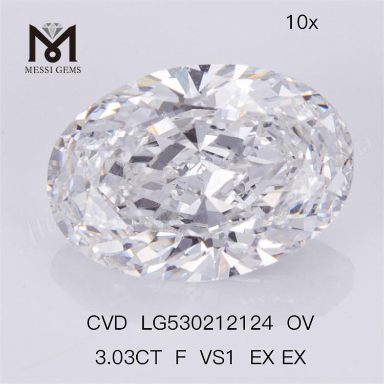 3.03ct F VS1 OVAL CVD 연구소에서 제작한 다이아몬드 IGI 인증서 