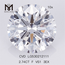 2.74CT F VS1 3EX 원형 합성 실험실에서 생산된 다이아몬드 공장 가격 