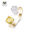 여성을 위한 18k 골드 반지 패션 반지 옐로우&화이트 랩 다이아몬드 반지