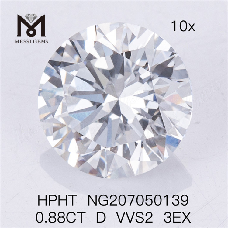  0.88CT D VVS2 3EX 랩 다이아몬드 HPHT 인공 다이아몬드