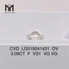 3.09ct F VS1 VG VG 타원형 CVD IGI 인증서 다이아몬드 연구소