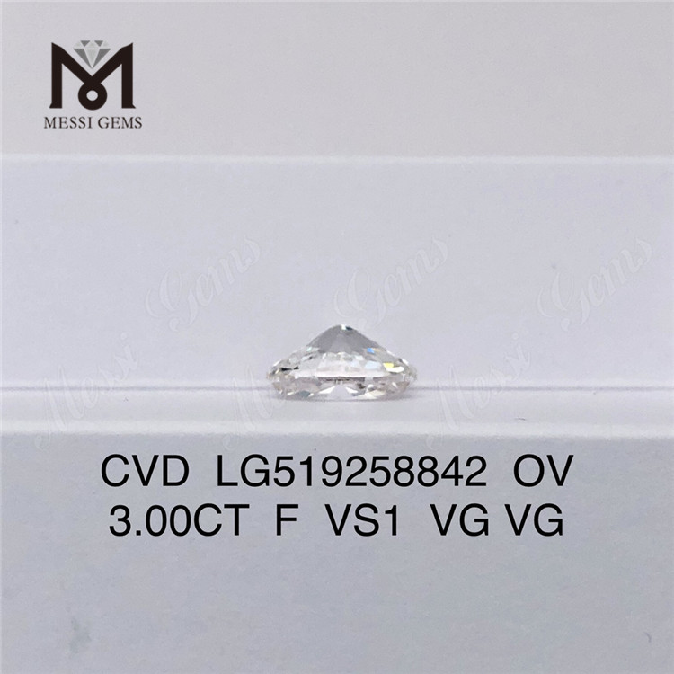 3ct F VS1 VG VG CVD IGI 인공 제작 다이아몬드 타원형 고품질