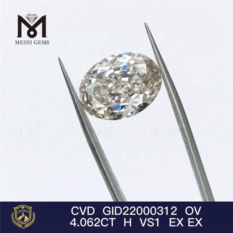 4.062ct CVD 랩 다이아몬드 타원형 EX 랩 그로운 다이아몬드 판매용