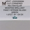 1.07CT RECTANTGLAR FANCY INTENSE 청녹색 SI1 EX EX HPHT 실험실 성장 다이아몬드 LG555269084 