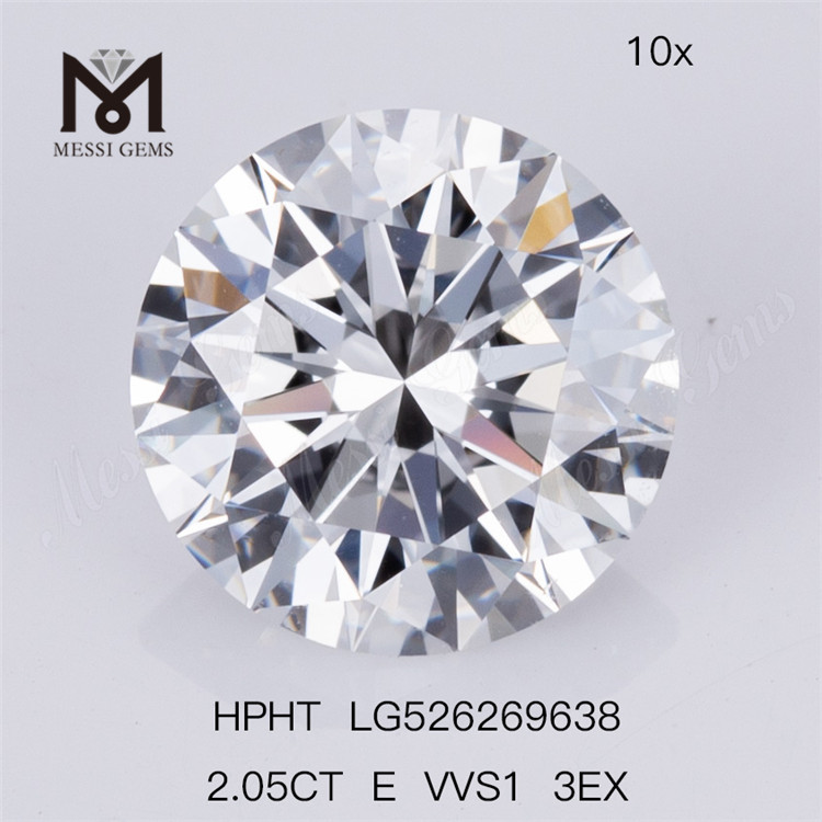 2.05CT E VVS1 3EX 랩 그로운 다이아몬드 HPHT 라운드 랩 다이아몬드 