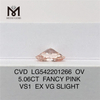 5.06ct vs1 EX VG 약간의 팬시 핑크 컬러 고품질 랩 그로운 다이아몬드 