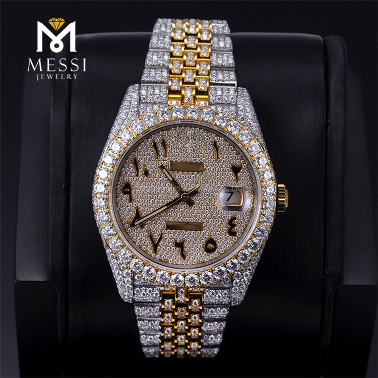 남편을 위한 Moissanite 다이아몬드 시계 스포츠 비즈니스 남성용 스위스 시계