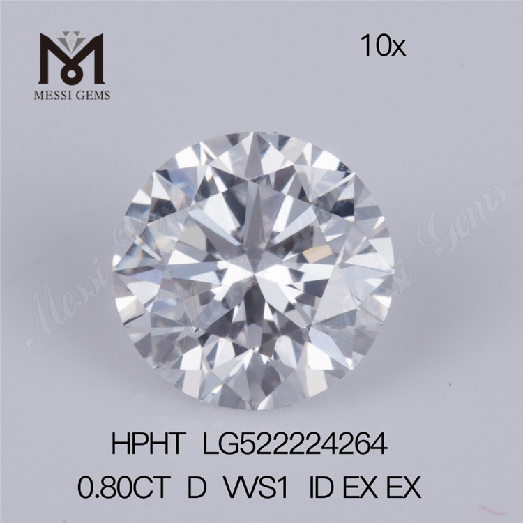 원형 0.8캐럿 D/ VVS1 ID EX EX 실험실 성장 HPHT 인증서 다이아몬드 도매 가격 
