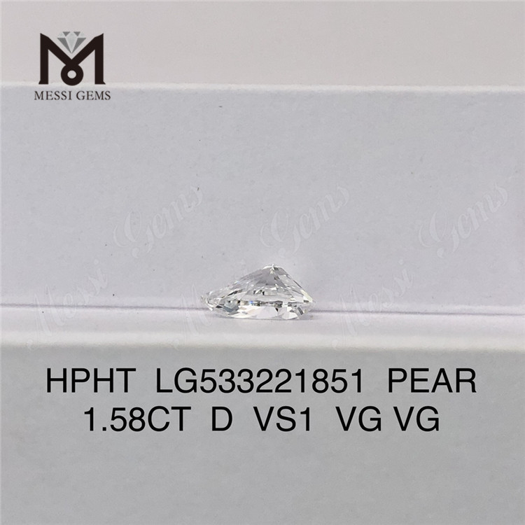 1.58ct D VS1 최고의 루즈 랩 다이아몬드 PEAR 브릴리언트 루즈 랩 다이아몬드 도매 CVD
