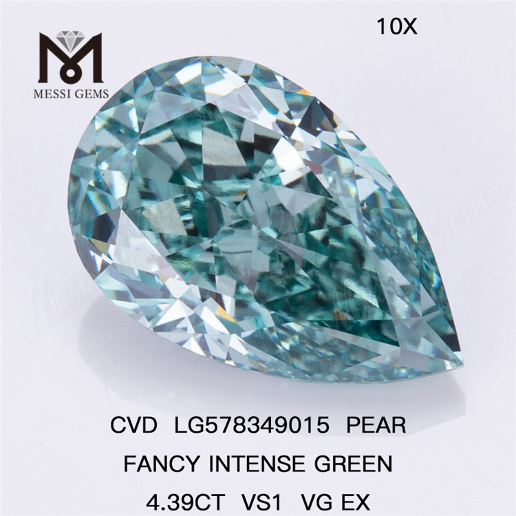4.39CT PEAR FANCY INTENSE GREEN VS1 VG EX CVD 그린 다이아몬드 LG578349015