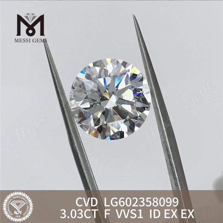 3.03CT F VVS1 ID EX EX CVD 실험실에서 성장한 보석용 다이아몬드 LG602358099丨Messigems