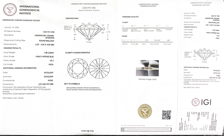 igi lab이 컬러 다이아몬드를 만들었습니다.