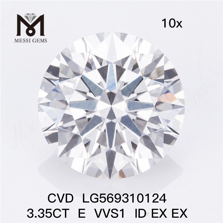 3.35CT E VVS1 ID EX EX 연구소 재배 인증 다이아몬드