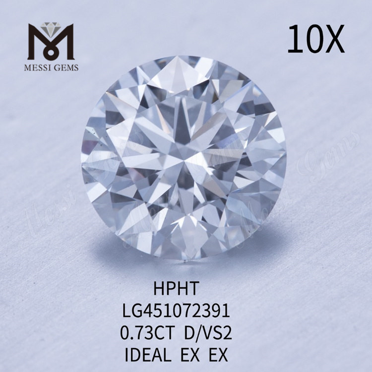 0.73캐럿 D VS2 RD 이상적인 컷 등급 연구소 다이아몬드 HPHT