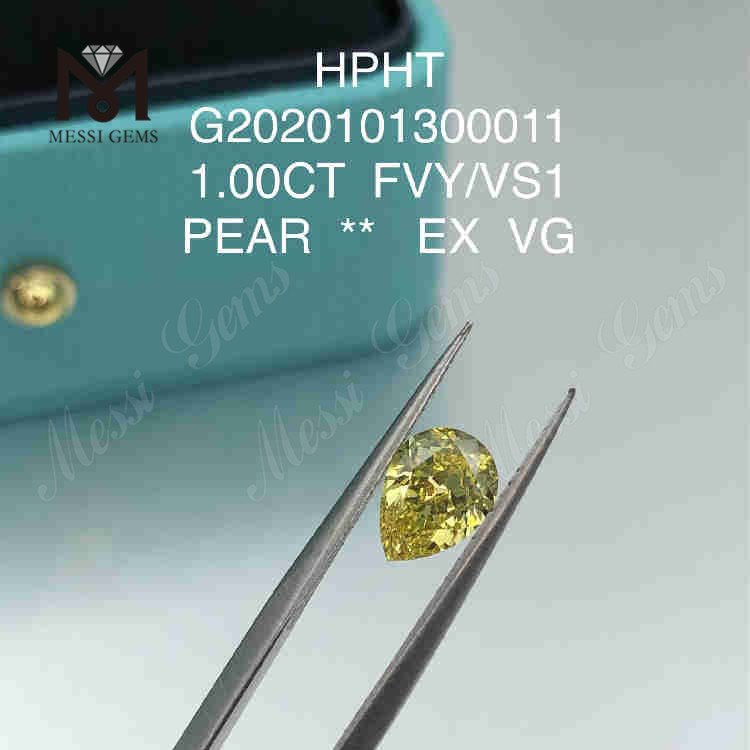 1ct FVY VS1 PEAR 컷 에코 랩 다이아몬드 EX