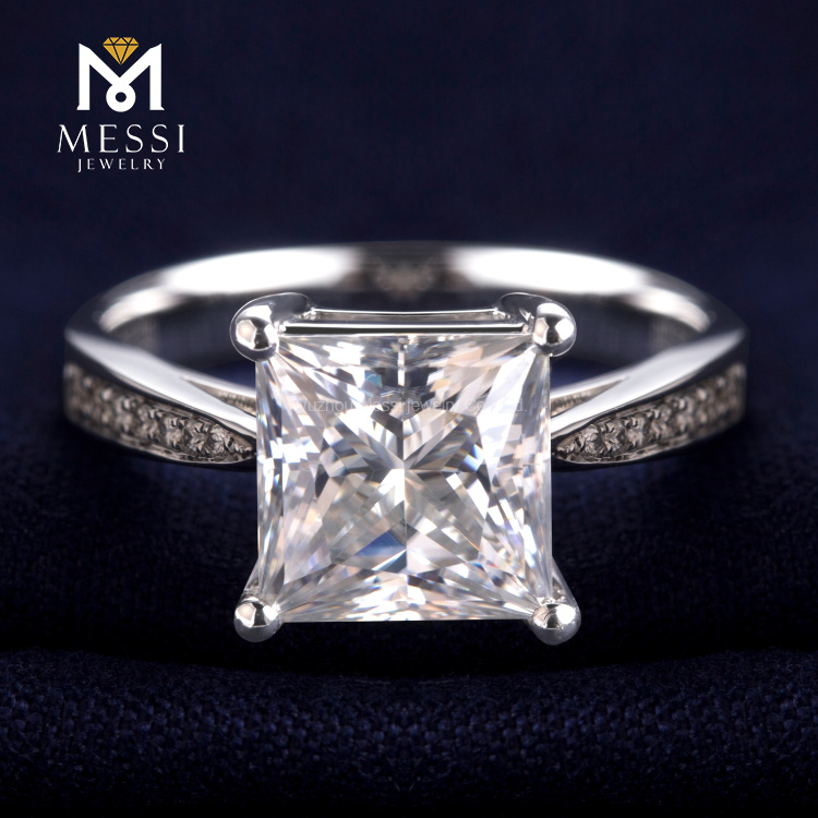 여성 주얼리를 위한 스퀘어 프린세스 컷 연구소 성장 다이아몬드 반지 14k 18k 화이트 골드 반지