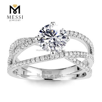 트위스트 14k 골드 솔리드 랩 그랜트 다이아몬드 결혼 반지 여성용 최신 디자인