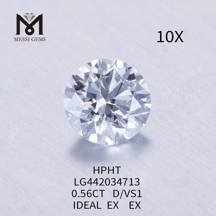 실험실 제작 다이아몬드의 0.56CT D/VS1 라운드 컷 비용 IDEAL EX EX