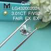 3.01 캐럿 F/VS2 라운드 랩 그로운 다이아몬드 EX EX Cvd 다이아몬드 도매