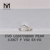 3.23CT F VS2 EX VG CVD PEAR 랩 그로운 다이아몬드 고품질