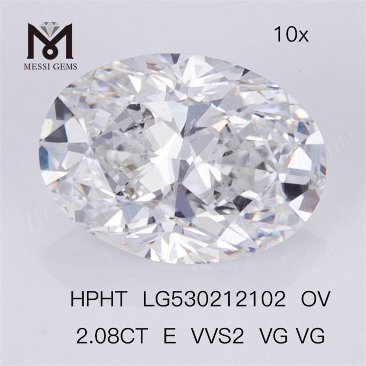 2.08ct 실험실 재배 다이아몬드 타원형 E 컬러 HPHT 합성 다이아몬드