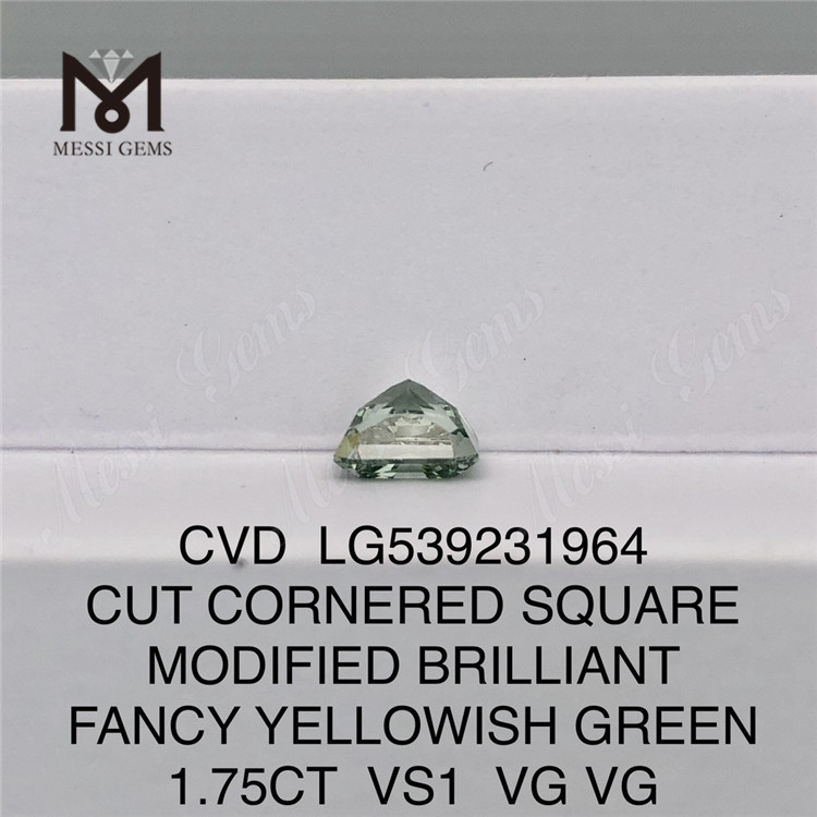 1.75CT 정사각형 수정 브릴리언트 팬시 황록색 VS1 VG VG 랩 다이아몬드 LG539231964 