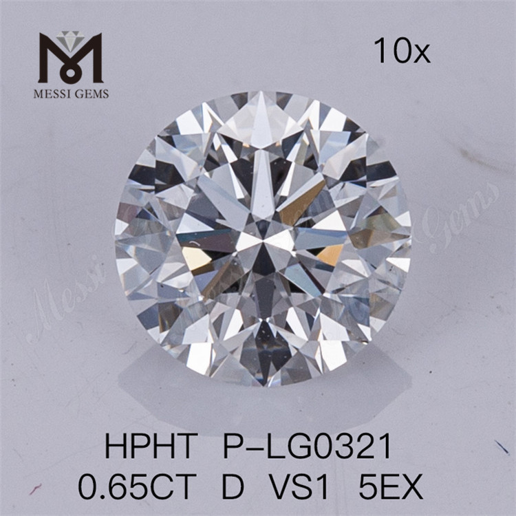 0.65CT HPHT 실험실 다이아몬드 D VS1 5EX 실험실 성장 다이아몬드