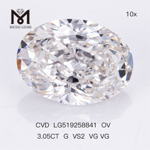 3.05ct G VS2 VG VG CVD 연구소 다이아몬드 OVAL IGI 인증서