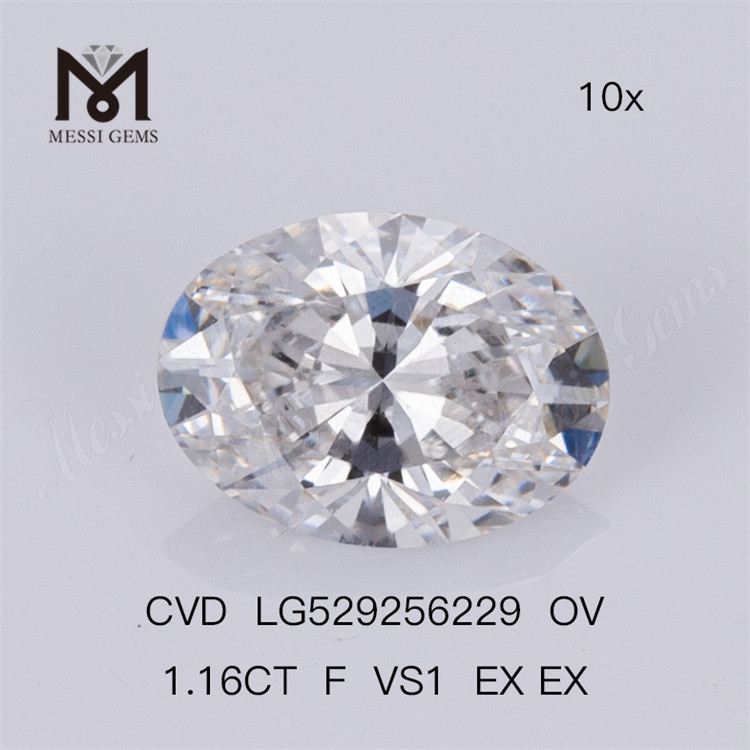 1.16ct 최고의 루즈 랩 다이아몬드 F VS1 타원형 랩 성장 다이아몬드 CVD