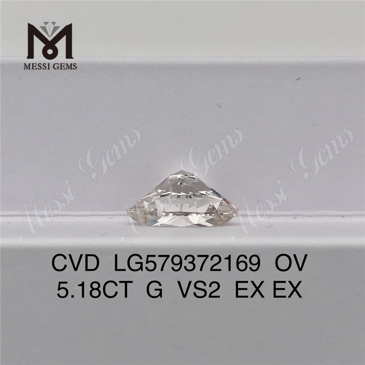5.18CT OV 모양 G VS2 EX EX 실험실 타원형 다이아몬드 CVD LG579372169