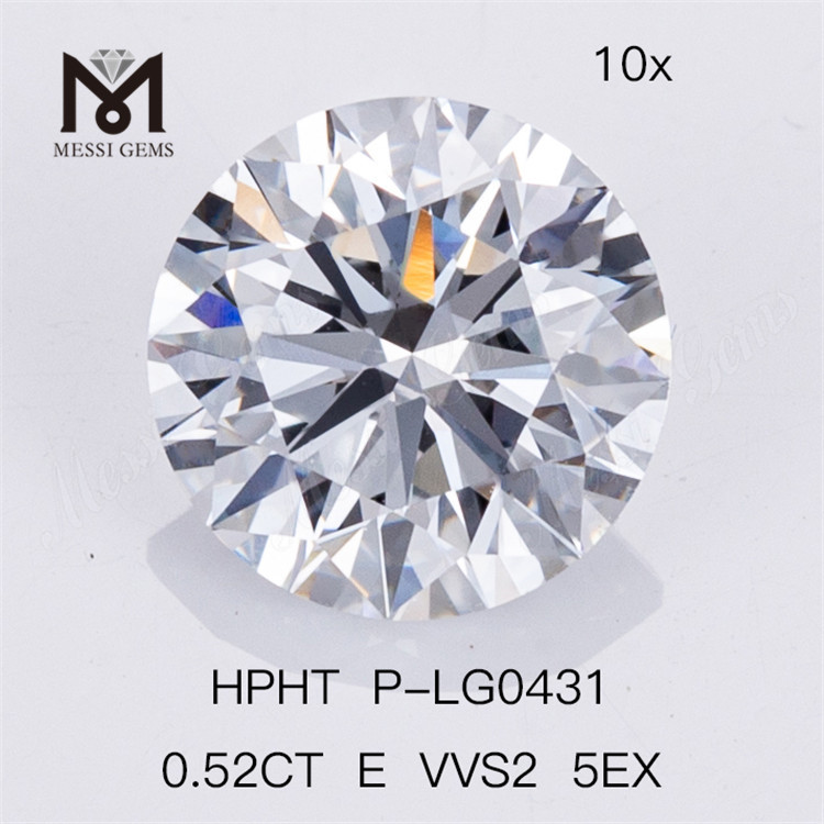 0.52CT E VVS2 5EX 인공 제작 다이아몬드 라운드 HPHT 실험실에서 자란 다이아몬드