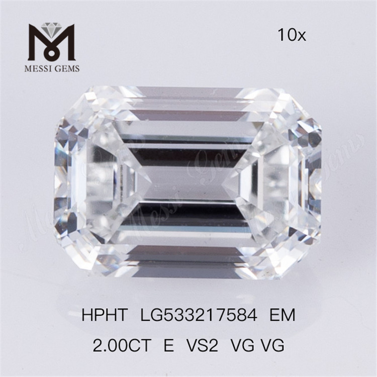 2ct E VS2 VG VG 에메랄드 컷 랩그로운 다이아몬드
