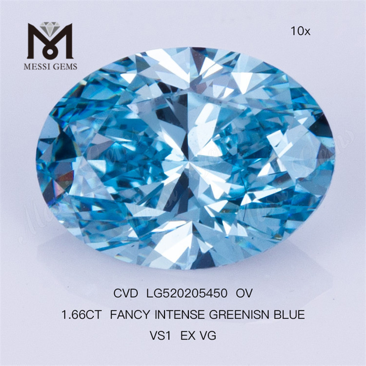 1.66CT OV FANCY INTENSE GREENISN BLUE VS1 EX VG 랩 다이아몬드 CVD LG520205450