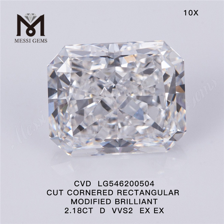 2.18CT D VVS2 EX EX 실험실 다이아몬드 도매 직사각형 cvd 다이아몬드 저렴한 가격
