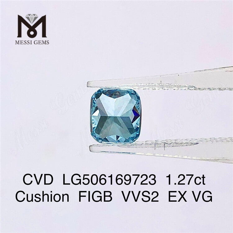 1.27ct 피규어 쿠션 컷 VVS 랩 제작 블루 다이아몬드 6.55X5.93X3.97MM