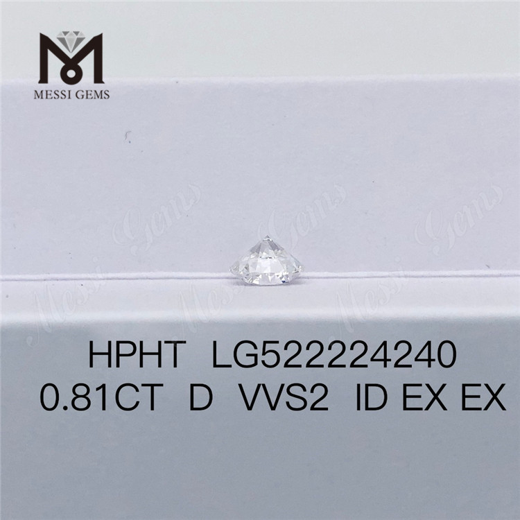 0.81ct D VVS2 ID EX EX HPHT 라운드 브릴리언트 컷 랩그로운 다이아몬드 공장 가격