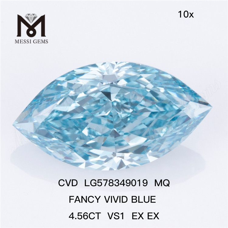 4.56CT VS1 EX EX CVD MQ FANCY VIVID 블루 랩 다이아몬드 LG578349019