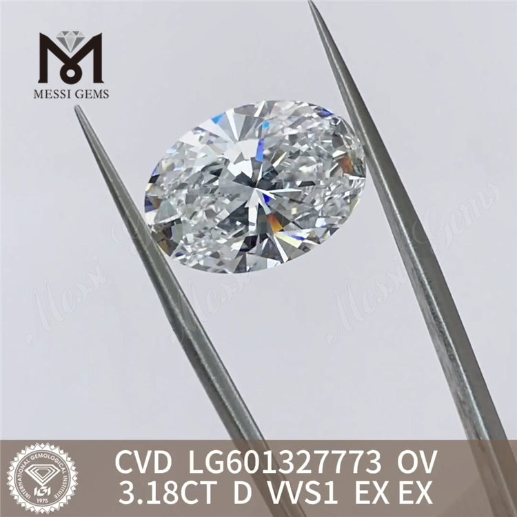 3.18CT D VVS1 타원형 cvd 랩 다이아몬드 LG601327773丨 메시지