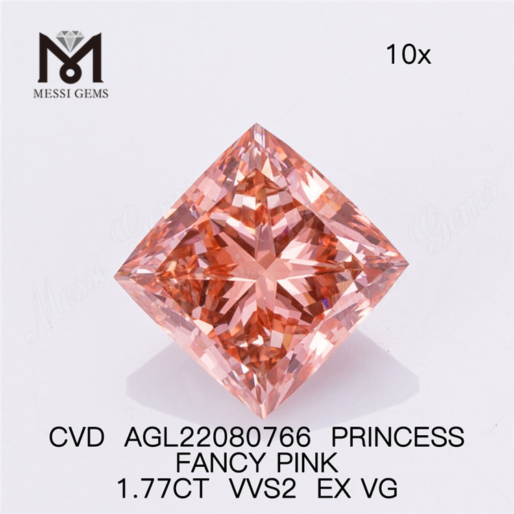 1.77ct 도매 랩 다이아몬드 핑크 VVS2 EX VG CVD PRINCESS 팬시 핑크 AGL22080766