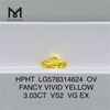 3.03CT OV 팬시 비비드 옐로우 VS2 VG EX HPHT 옐로우 다이아몬드 LG578314624