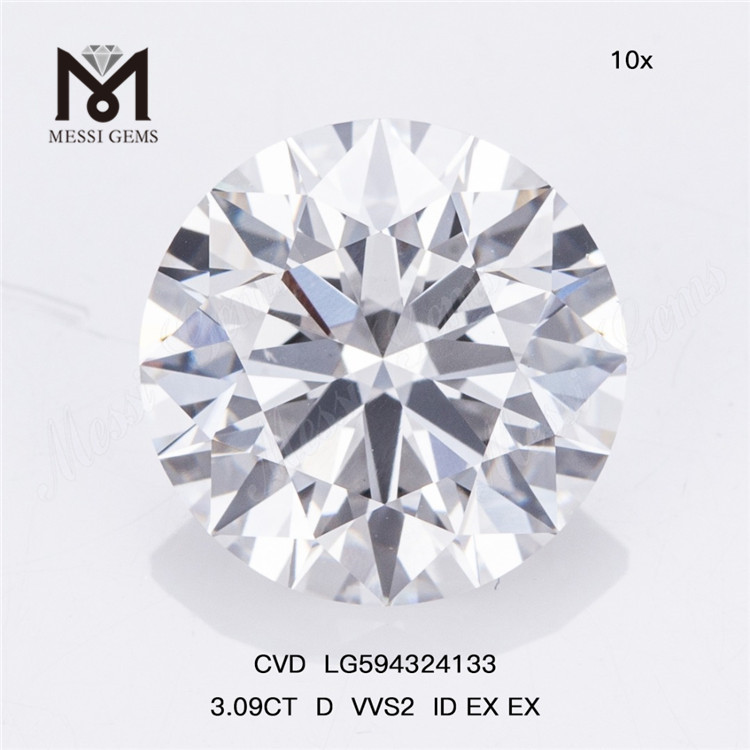 3.09CT D VVS2 ID EX EX CVD 최고급 제조 다이아몬드 LG594324133丨Messigems