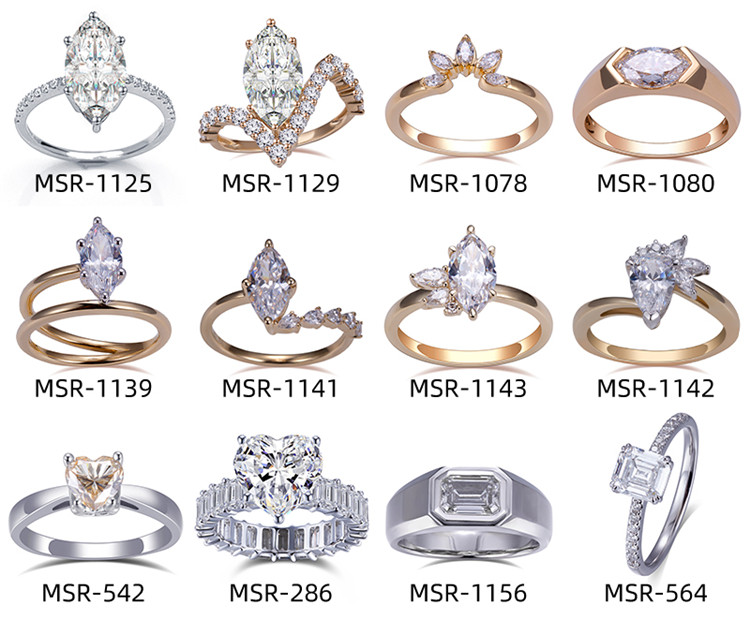 18k 화이트 골드 랩 그로운 다이아몬드 솔리테어 스타일 마르퀴즈 컷 약혼 반지