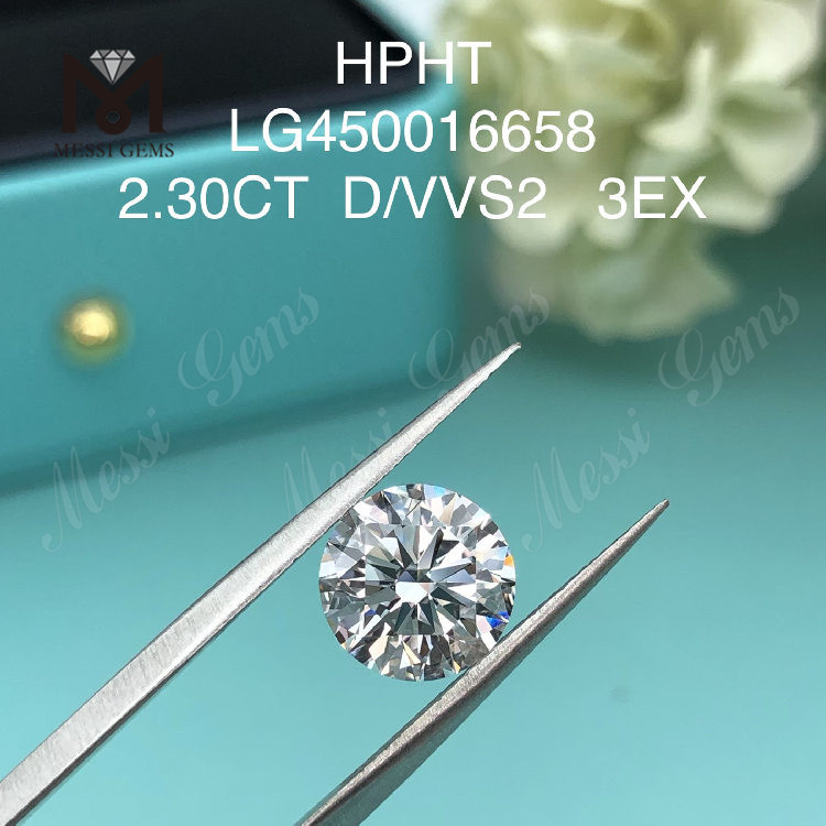 2.30캐럿 D VVS2 EX 컷 라운드 HPHT 랩 다이아몬드