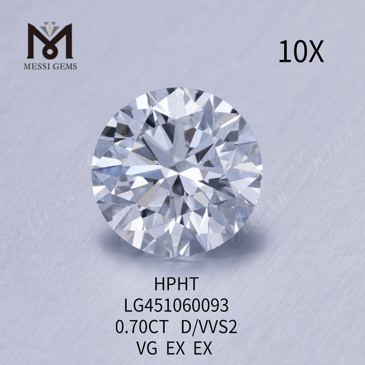 0.7캐럿 HPHT D VVS2 상태 매우 좋음 원형 연구소 제작 다이아몬드