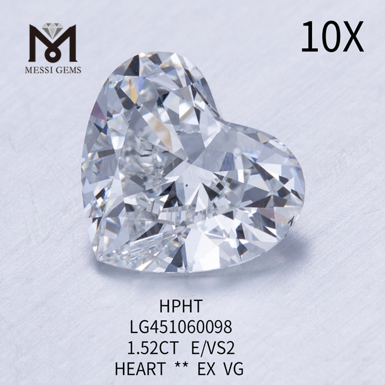 1.52캐럿 하트 브릴리언트 E VS2 HPHT 랩그로운 다이아몬드