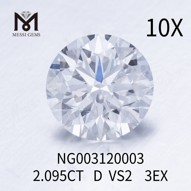 2.095ct D VS2 EX 컷 그레이드 라운드 cvd 다이아몬드 도매