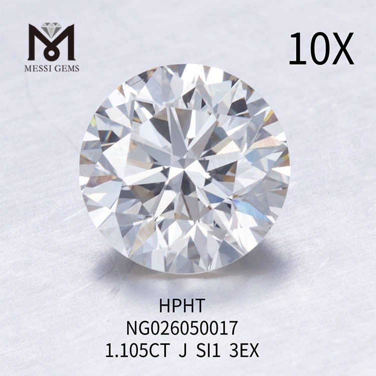 라운드 도매 루즈 랩 그로운 다이아몬드 1.105ct J 컬러 SI1 EX